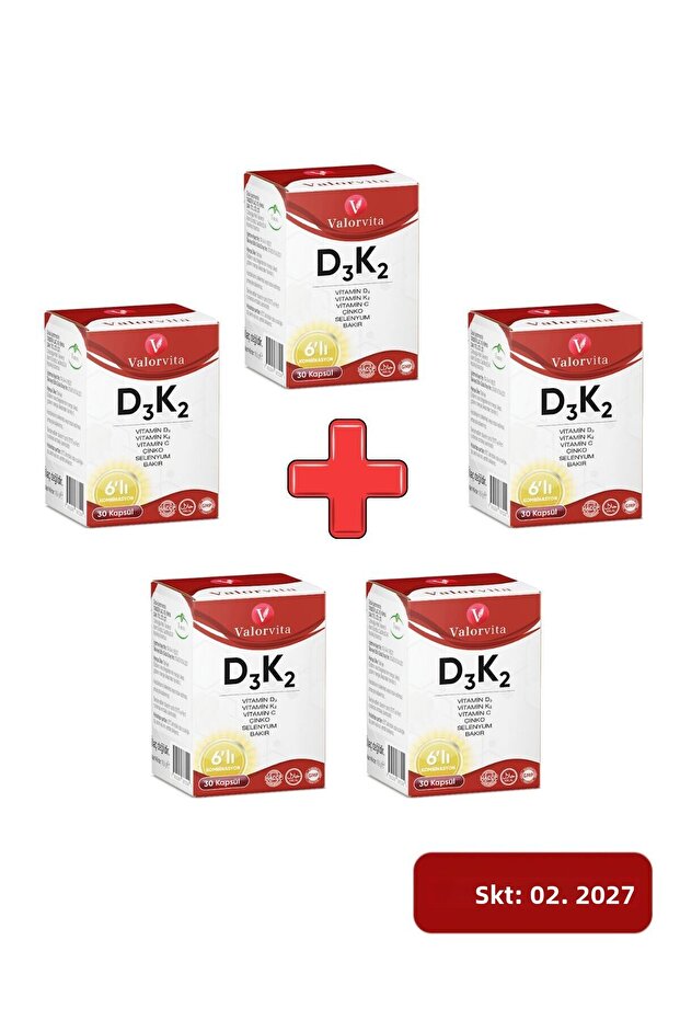 Valorvita D3K2 Complex D3K2, Zinc, Vitamin C, Selenium, Copper 5-pack - 1