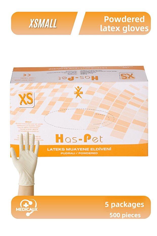 Latex Powdered Examination Gloves (xs) 5x100 Pieces