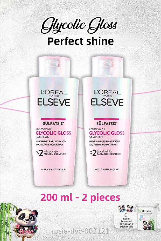 Glycolic Gloss Perfect Shine 200ml X 2 and Rosie Cotton