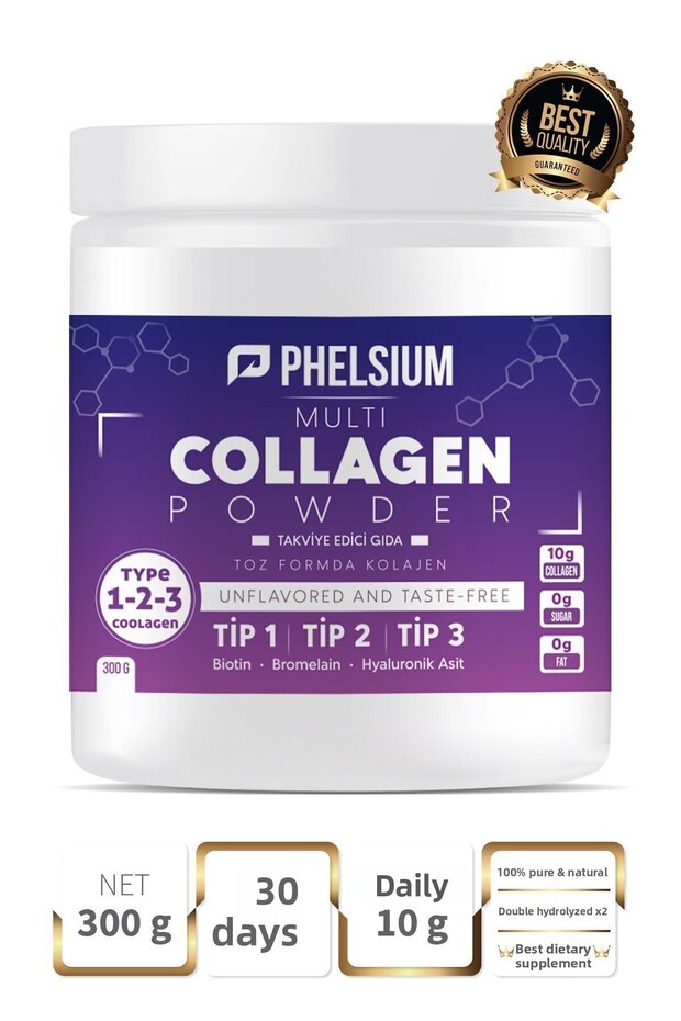 High Bioactive Double Hydrolyzed - Pure and Natural Type 1, 2, 3 Collagen Dietary Supplement - 1