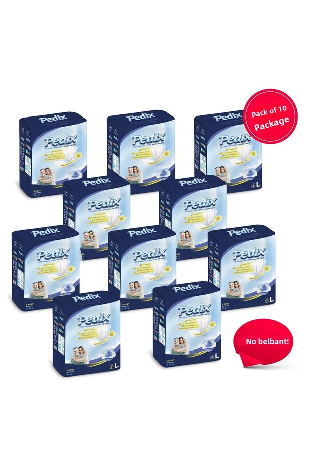 Pedix Anatomical Patient Diapers Large Size (L) 80 Pieces (Without Belt)