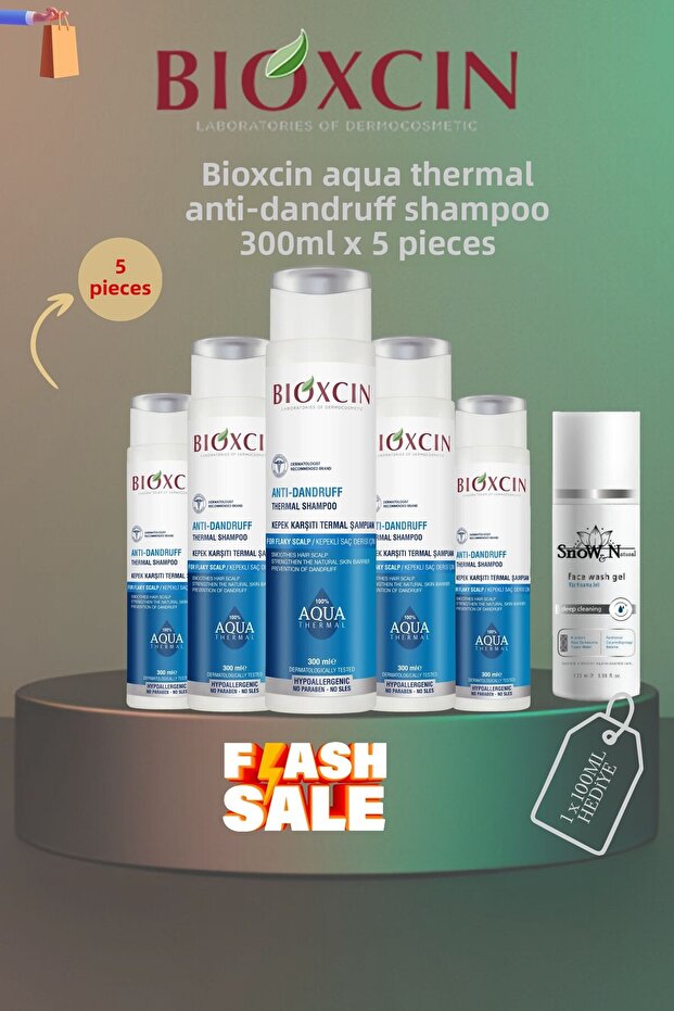 Aquathermal Anti-Dandruff Thermal Shampoo (All Hair Types) 300ml X 5 Pcs + 1 Pcs 100ml Gel Gift