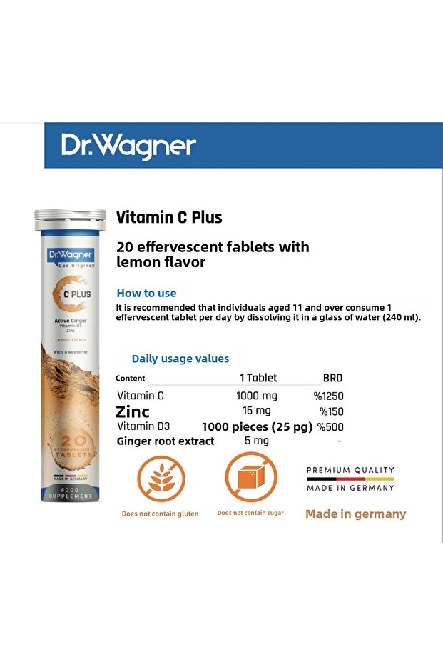 Dr. Wagner C Plus 20 - Lemon Flavored Effervescent Tablet - 2