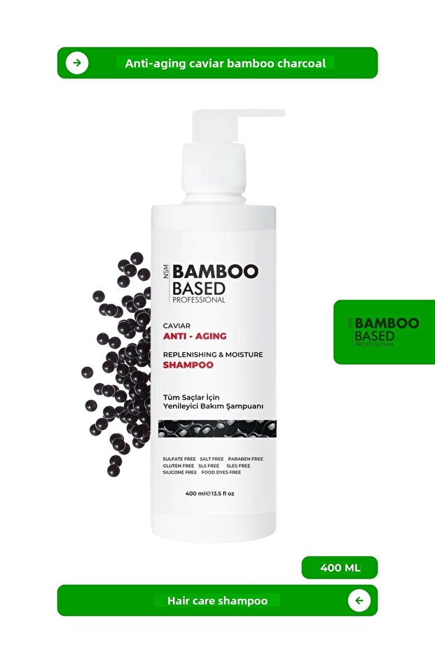 Anti-Aging Caviar Bamboo Charcoal Hair Care Shampoo 400ml