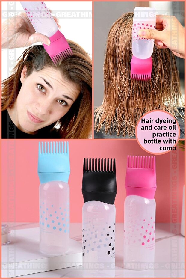 Comb Hair Coloring and Care Oil Application Bottle Refillable Empty Bottle