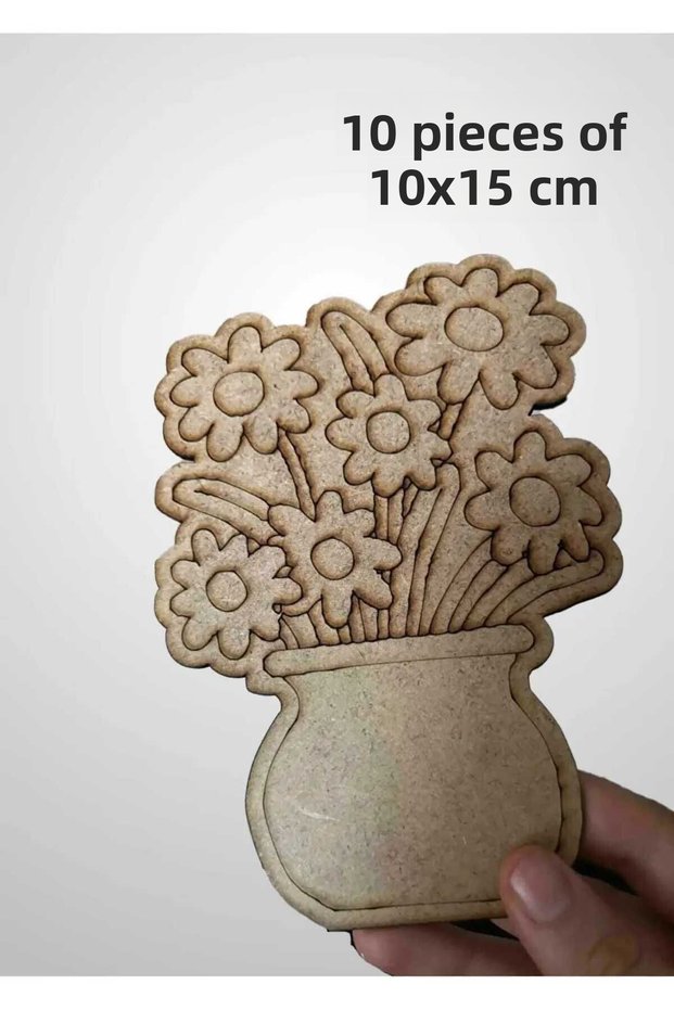Flower in Vase Wooden Painting Toys - School Activity Art (10 Pieces)