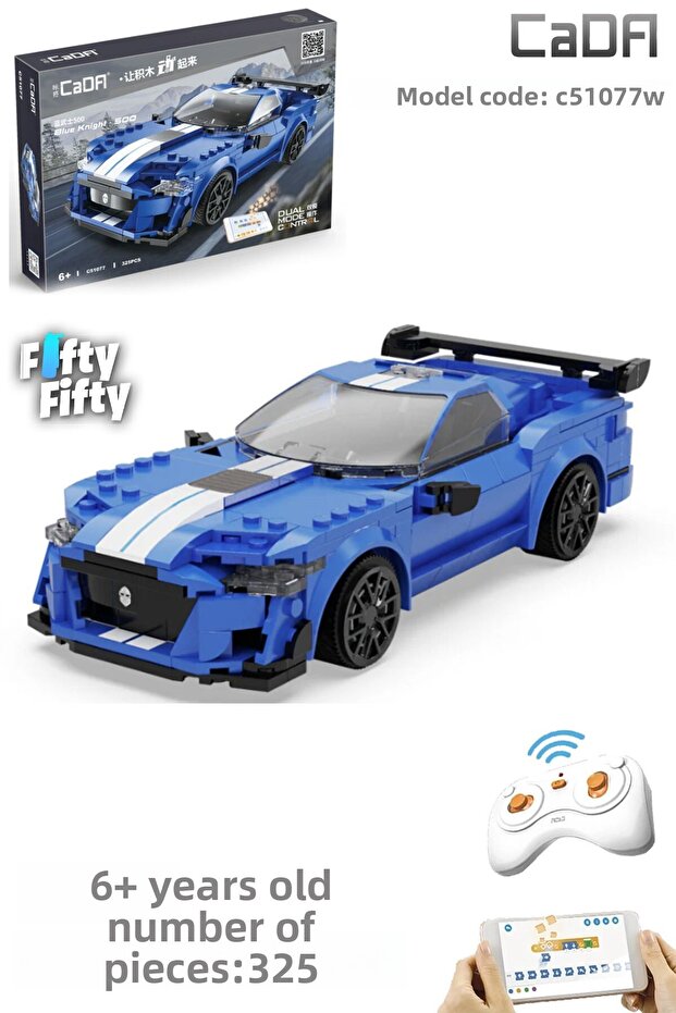 Cada Blue Knight Race Car with Remote Control -C51077W (325 Pieces) Toy Building Set