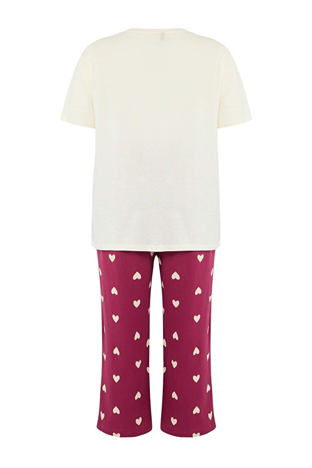 Mürdüm Kalp Desenli Kapri Örme Pijama Takımı TBBSS25AI00002 - 7
