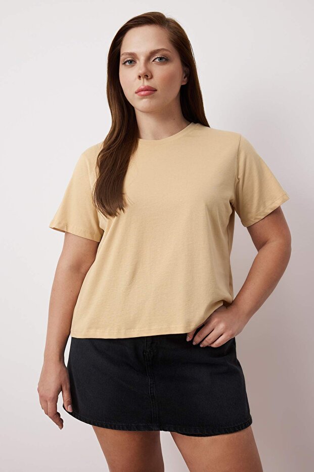 Bordó-bézs 2 csomagos nagy méretű Crop póló TBBSS25BF00080 - 4