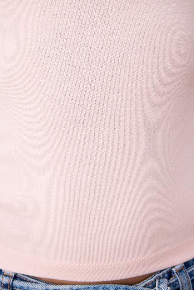 Açık Pembe Viskoz/Yumuşak Kumaş Fitted/Vücuda Oturan Ay Kol Esnek Örme Bluz TWOSS23BZ00992 - 3