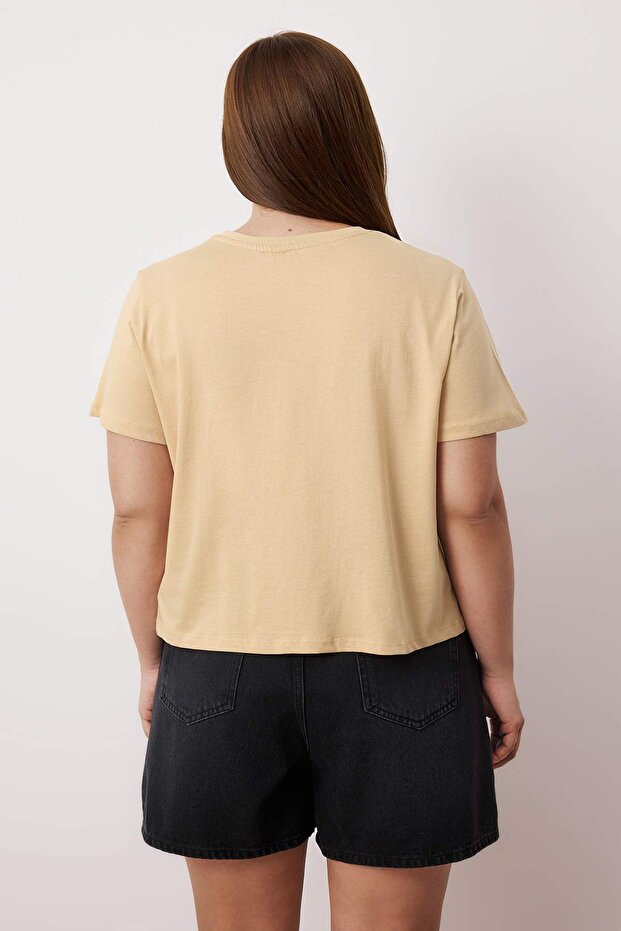 Bordó-bézs 2 csomagos nagy méretű Crop póló TBBSS25BF00080 - 5