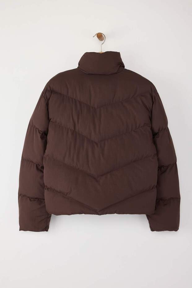 Kahverengi Regular Kalıp Su İtici Şişme Mont TWOAW24MO00048 - 8