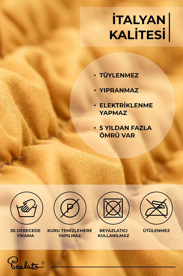 Lastikli Esnek ve Yıkanabilir Tek Kişilik Koltuk Örtüsü Koltuk Kılıfı - Ocre - 2