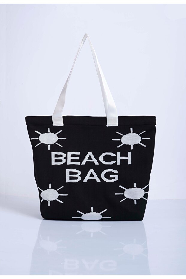 Sun Patterned Knitwear Beach Bag - 2