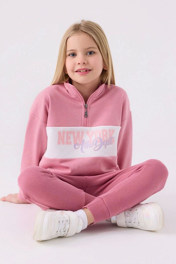 Kız Çocuk Pembe Eşofman Takımı - 3