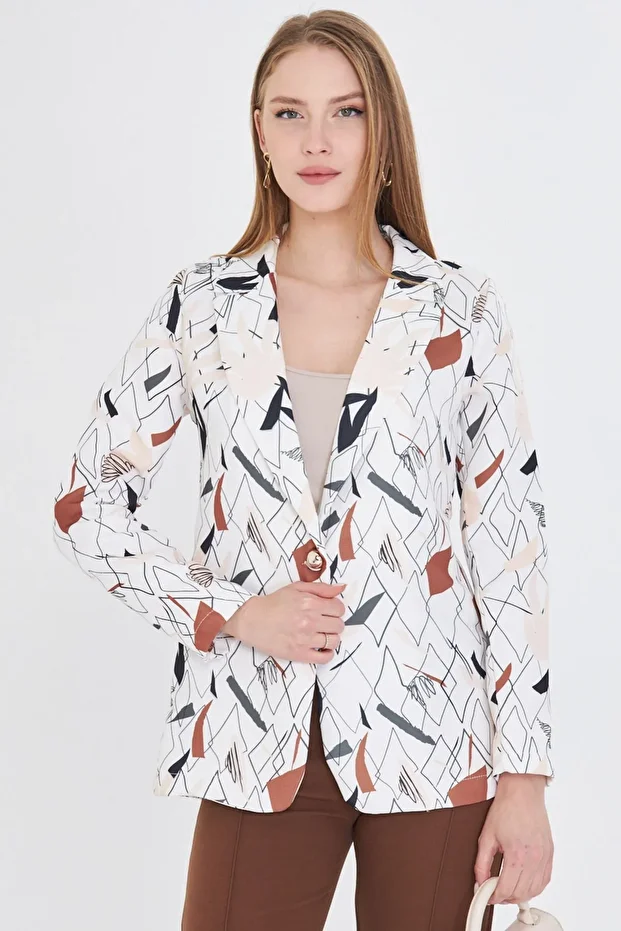 Kadın Kahve Tek Düğme Ceket ARM-25K001115 - 4