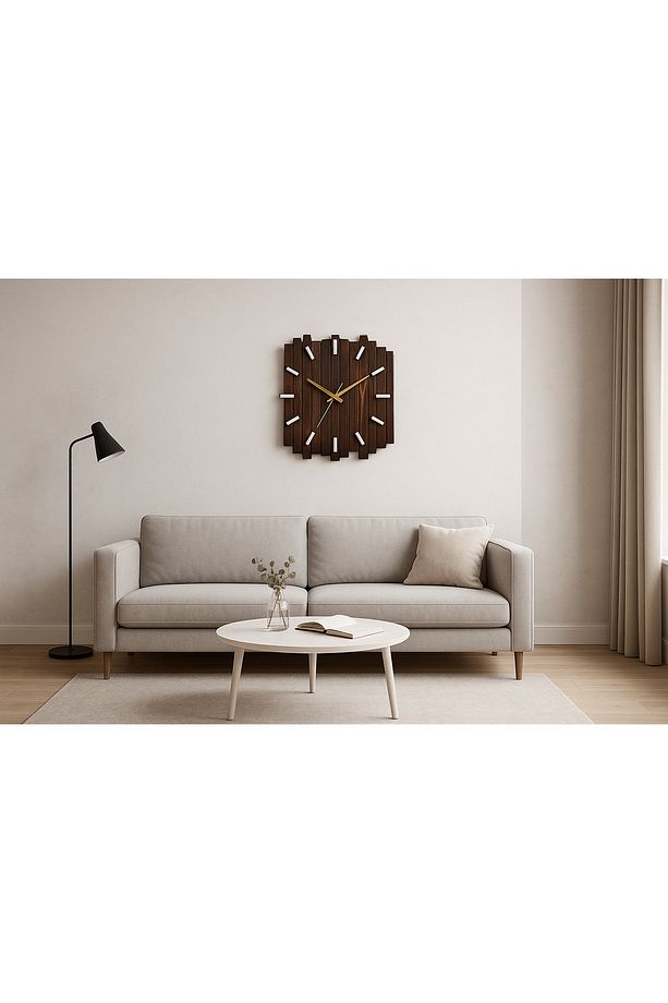 El Yapımı Ahşap Duvar Saati (53x41 cm) – Ceviz Vernikli 1. Sınıf Çam – Dekoratif & Rustik Tasarım - 4