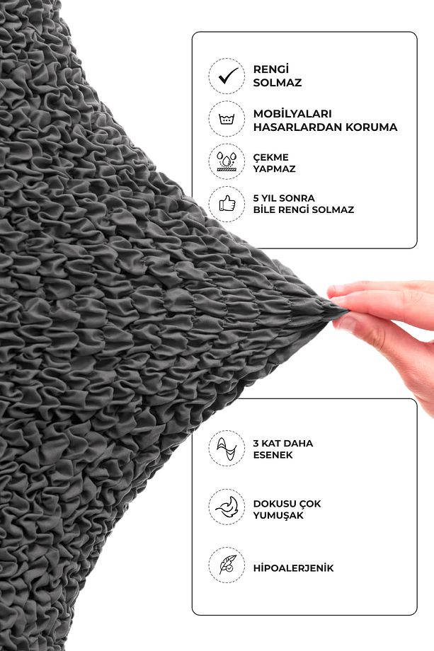 Sandalye Kılıfı Sandalye Örtüsü Mutfak Sandalye Koruma Kılıfı Seti (2 adet) - Antrasit - 6