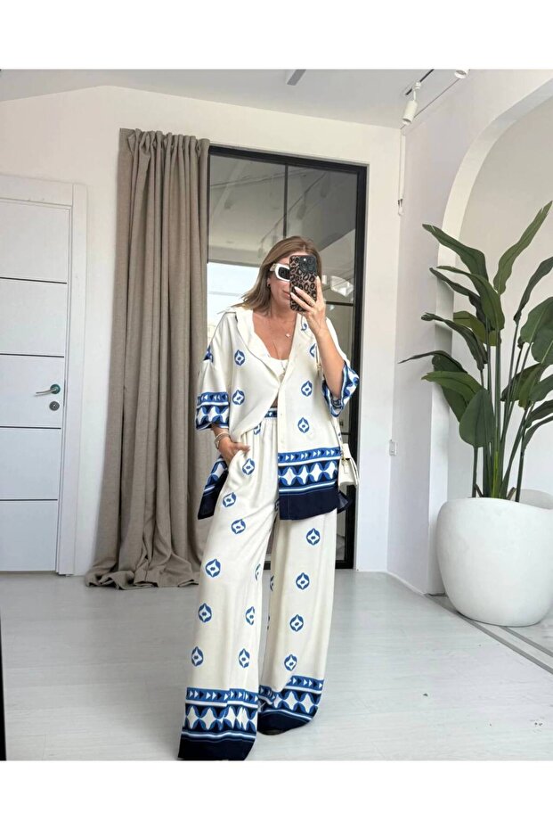 بدلة نسائية مزدوجة منقوشة عرقيًا - 1