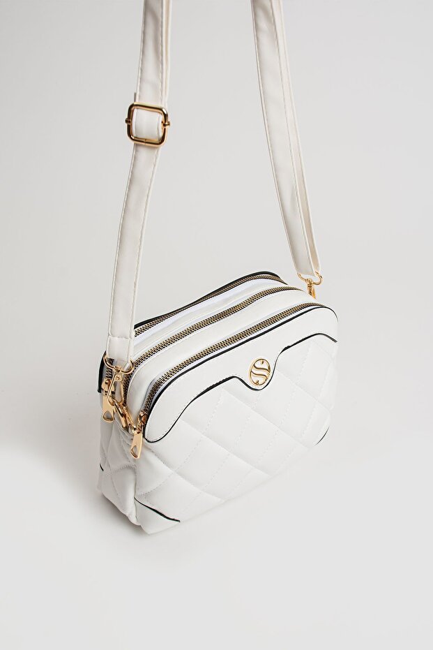 Women Adjustable Crisscross Straps 4-Compartment Shoulder and Crossbody Bag