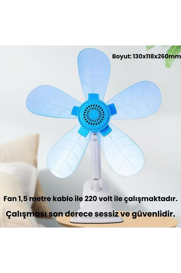 Dc 220v 1.5mt Fiş Girişli Klipsli Masaüstü Vantilatör Ev Ofis Mini Fan Vantilatör Döner Başlı - 4