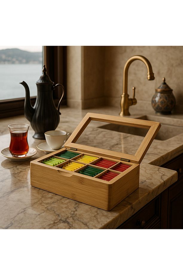 Davet Bambu Çay Kutusu- 1001 Bambu Poşet Çay Saklama Kutusu - 1