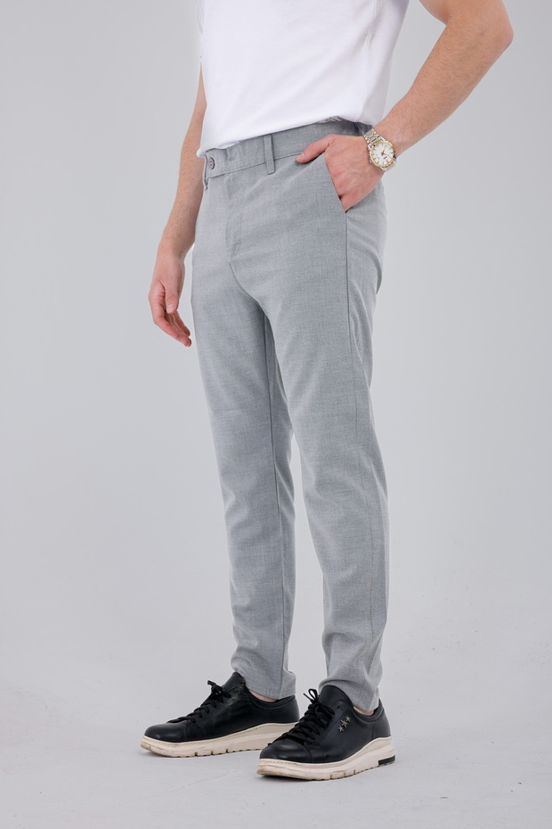 Men's Gray Quality Stretchy Lycra Ankle Length Relaxed Fit Slim Fit Fabric Pants