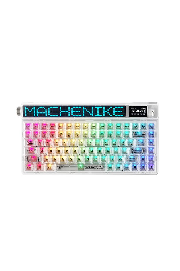 KT84-B84W Tri-Mode Gateron Yellow Switch LCD RGB Beyaz İngilizce Gaming Klavye - 1