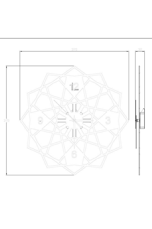 Duvar Saati Dekoratif Duvar Saati Lazer Kesim Duvar Saati Çelik Duvar Geometrik Desenli Sonsuz Duvar - 8