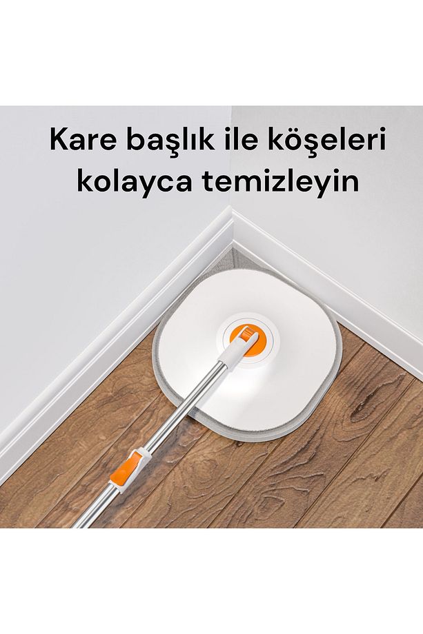 Otomatik Mop Temizlik Seti Temiz&kirli Su Ayrımı Mikrofiber Kare Başlık 2 Adet Bez - 6