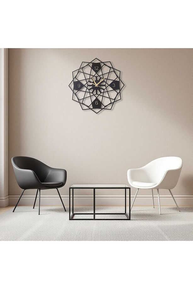 Duvar Saati Dekoratif Duvar Saati Lazer Kesim Duvar Saati Çelik Duvar Geometrik Desenli Sonsuz Duvar - 3
