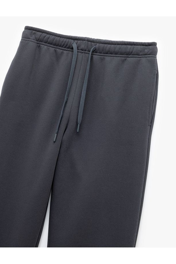 Pamuklu Şardonlu Cepli Beli Bağcıklı Oversize Jogger Eşofman Altı - 5