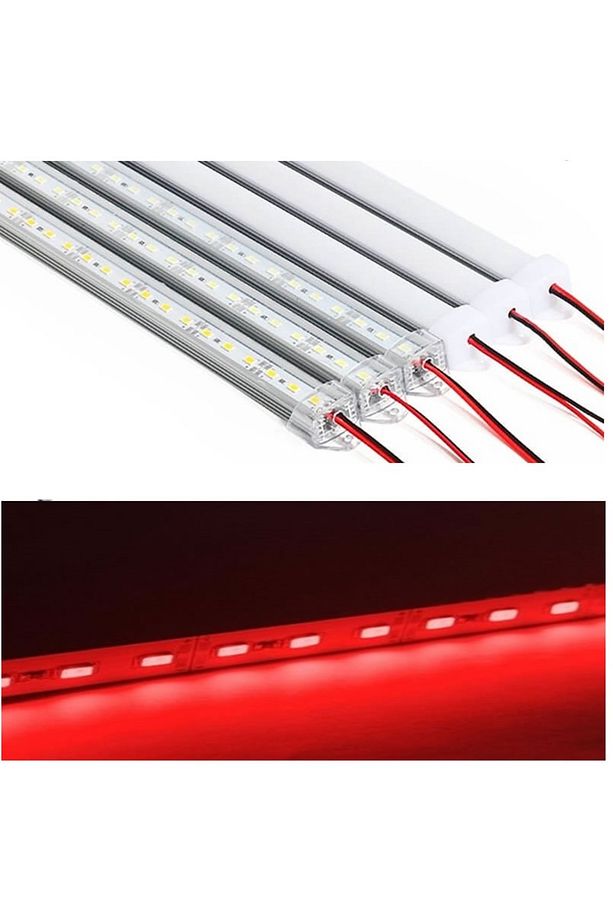 Digielektro Kırmızı Barled Çubuk Led 72 Ledli 5730 Kasalı Şeffaf Kapak 100cm 12volt - 1