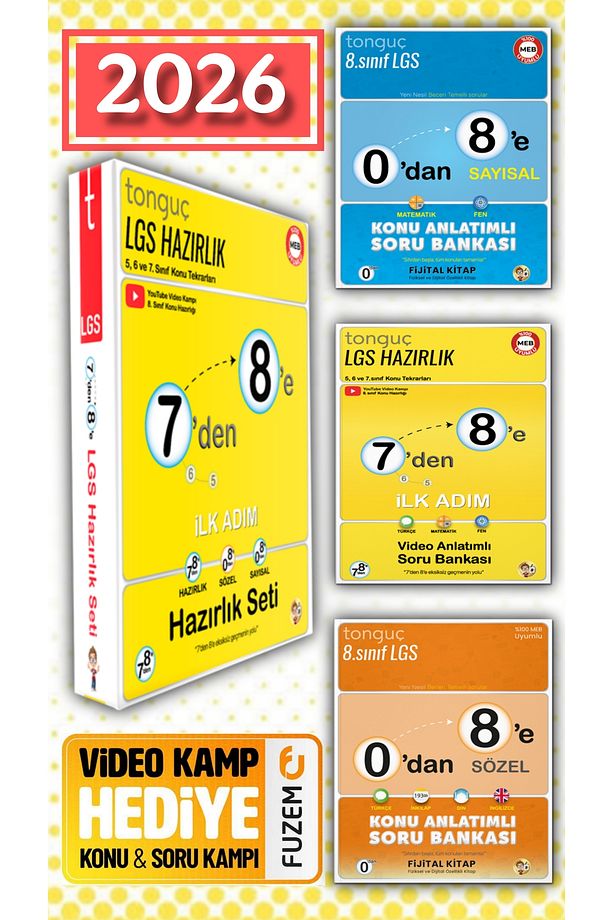 Lgs Tonguç 0 Dan 8'e Sayısal Sözel Tüm Dersler 7 den 8'e Hazırlık Seti Video Ders Notlar Hediye - 1