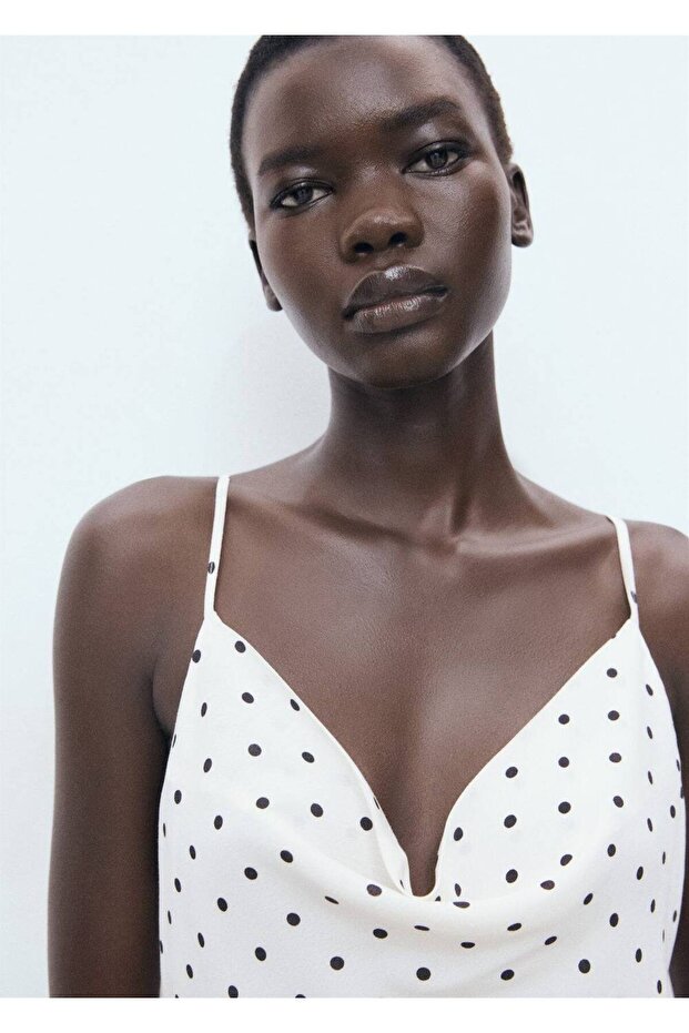 Drapeli yaka uzun elbise - 6