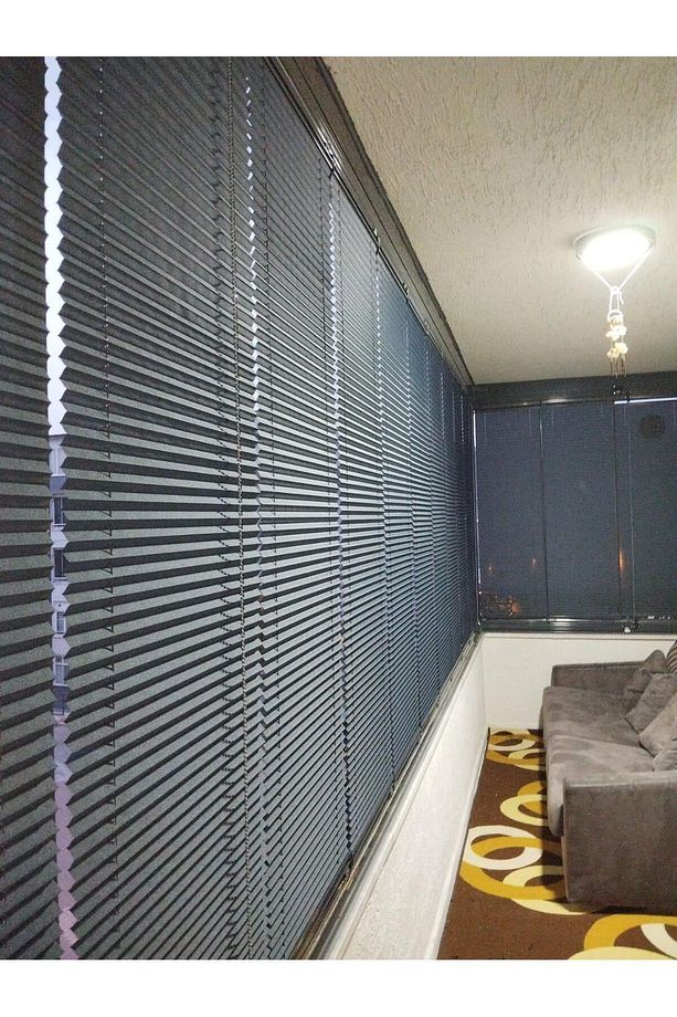 ANTRASİT PLİSELİ CAM BALKON PERDESİ KANCALI VEYA VİDALI MONTAJ - 6