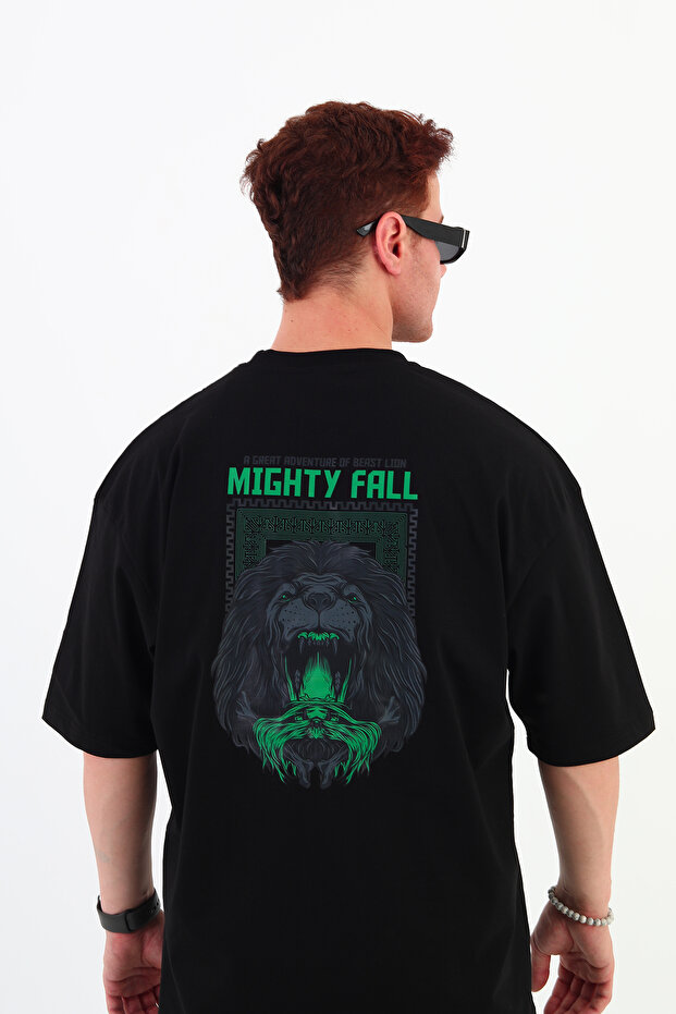 Mighty Fall-Oversize T-Shirt | Back Printed – Minimal Chest Patterned Unisex Tshirt