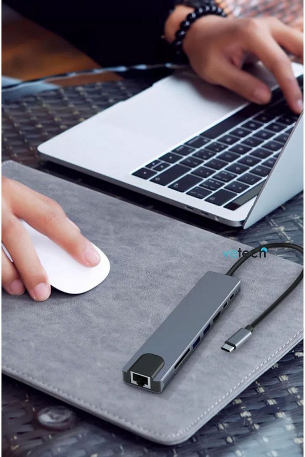 Macbook Pro Air Uyumlu Usb Type-c 8 Hub Dönüştürücü Çevirici Çoklayıcı Usb Hdmı Micro Sd 8in1 - 6