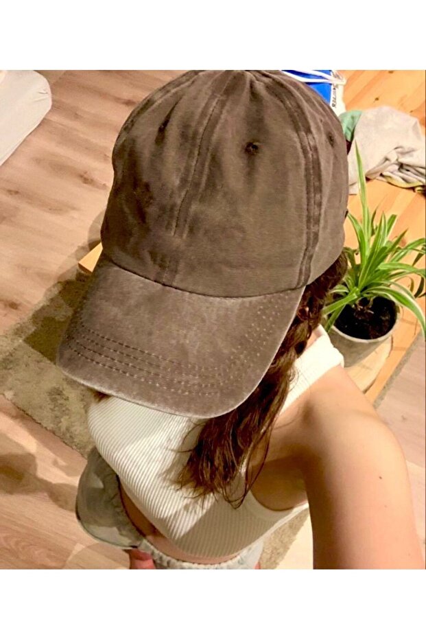 قبعة أساسية كلاسيكية مغسولة للجنسين باللون البني - 3