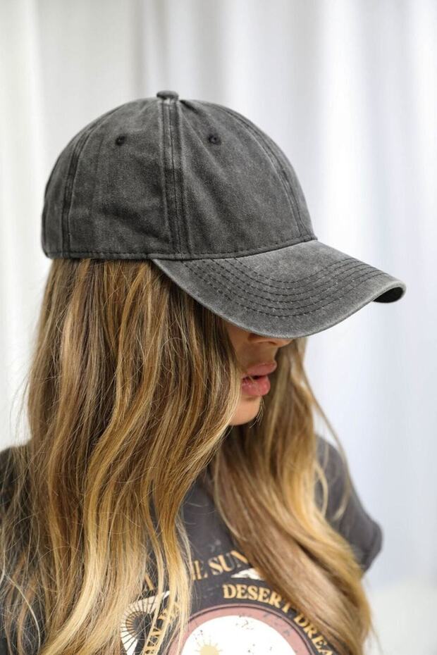 قبعة أساسية كلاسيكية مغسولة للجنسين أنثراسايت - 3