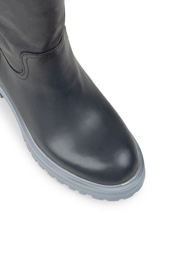 Hakiki Deri Gri Kadın Bot - 4