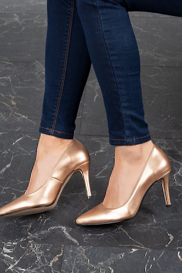 Gold Women's Classic Heeled Shoes 02029ZALTM01