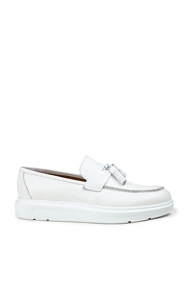 Men's White Genuine Leather Comfort Loafer Shoes