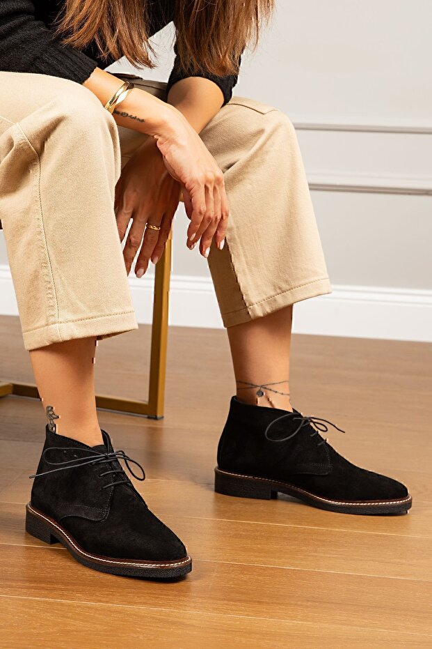 Hakiki Süet Siyah Kadın Bot - 4