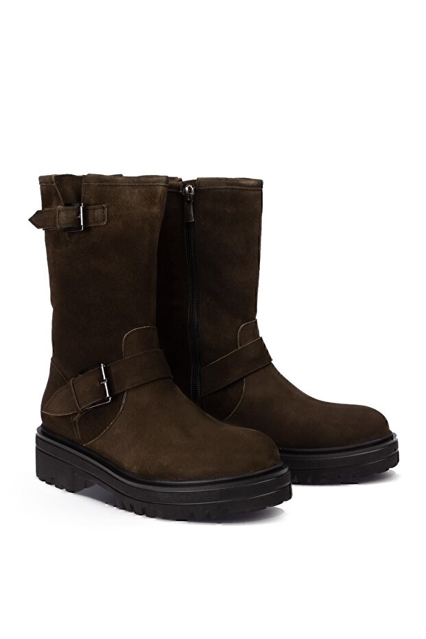 Hakiki Süet Yeşil Kadın Bot - 2