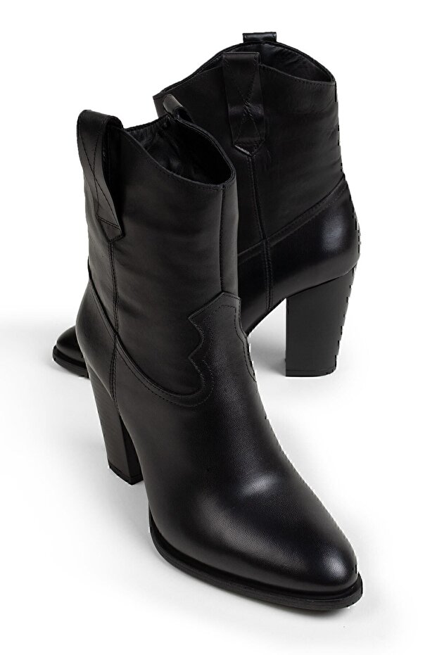 Hakiki Deri Siyah Kadın Bot - 1