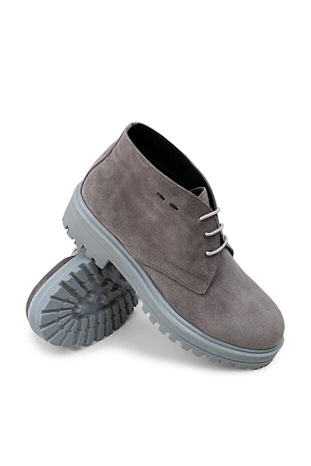 Hakiki Süet Gri Kadın Bot - 5