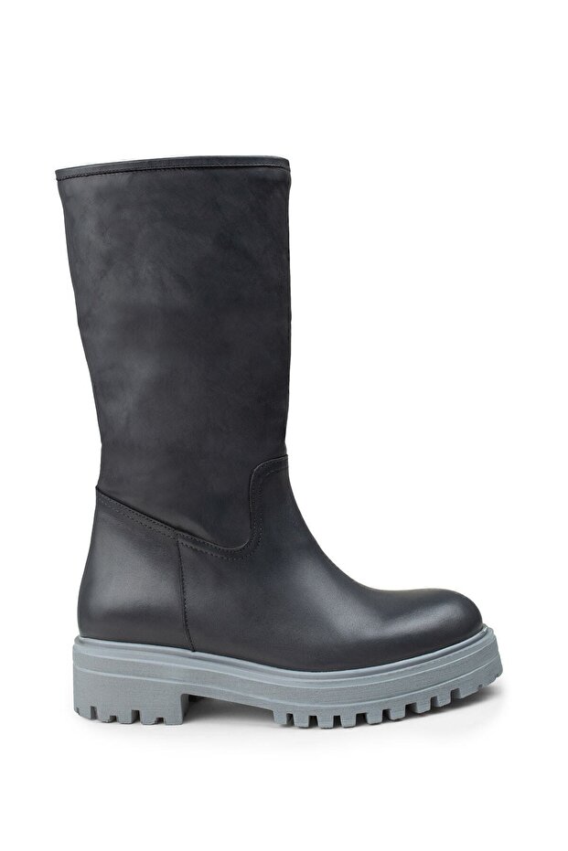 Hakiki Deri Gri Kadın Bot - 2