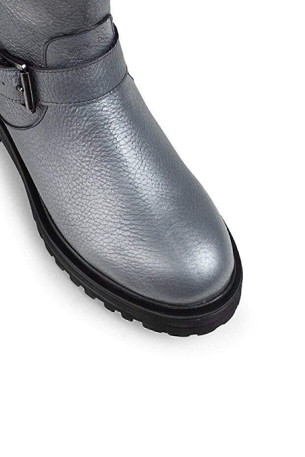 Hakiki Deri Gri Kadın Bot - 4