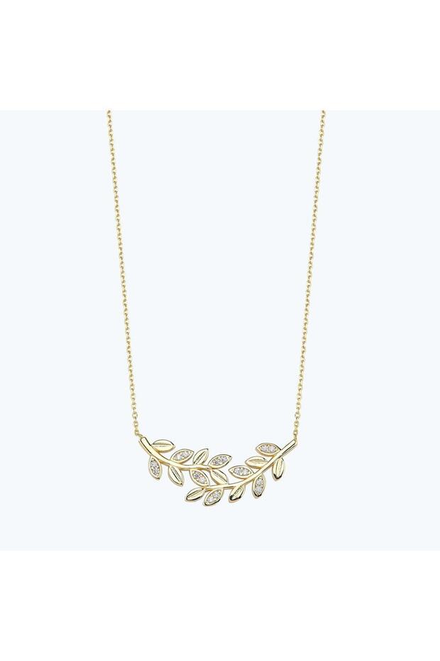 Altın Taşlı Dal Kolye - 1